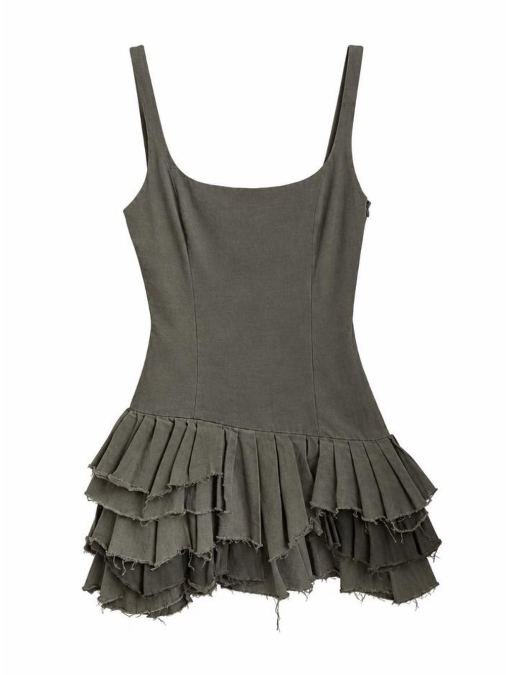 Zara grey toned Tiered Ruffle Mini Dress